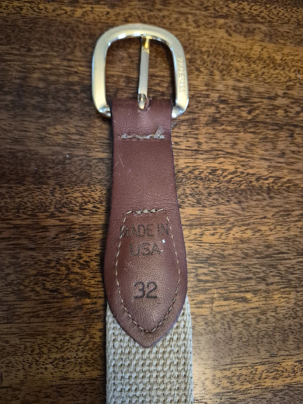 Men's South Carolina  State Flag Embroidered Canvas Web Belt  Brown Leather Trim